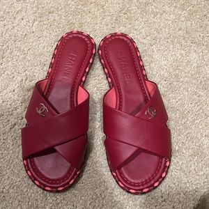 Chanel red/pink sandals